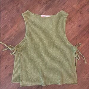 Free People Olive Green Sleeveless Knit Top NWT size XS